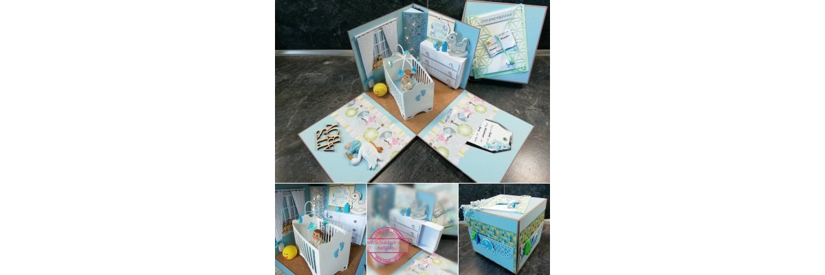 Explosinbox zur Geburt eines Jungen - DIY Box Geschenk Gutscheinverpackung Geldgeschenk Gemeinschaftsgeschenk