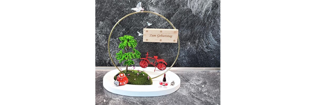 Gutschein für Qualitytime zu zweit  - Gutschein, Tischdeko, Deko, Miniatur, Fahrrad, Picknick, Weinverkostung, Ringdeko 