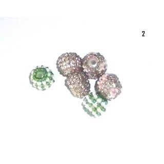 Perlen Rocailperlen 2 grün  weiß rosa sil 14mm Lochgröße 2mm Glasperlen Handmade