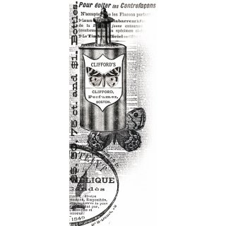 Silikonstempel Clear Stamp Kaiser Craft Perfume Flasche mit Schrift Hintergrund