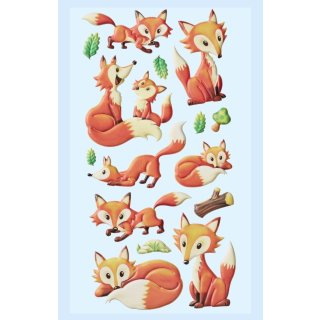 Softy Sticker Aufkleber Embellischment Ziersticker F&uuml;chse I Waldtiere Fuchs