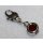 Charm Rund rot Strass Kettenanhänger Wechselanhänger f Armband Verbinder silber
