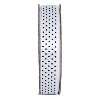 Ribbon 3 Meter Band mit Aufdruck  Punkte weiß mit schwarzen Punkten 10mm breit