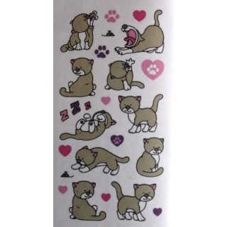 Sticker Aufkleber Embellischment Ziersticker Katzen Chats Katze Pfötchenabdruck