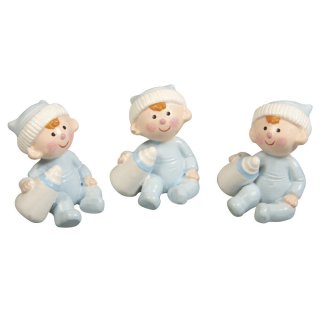 3 Deko Miniatur Baby Boy Polyresin Geburt Taufe Kinderwunsch Puppenhaus