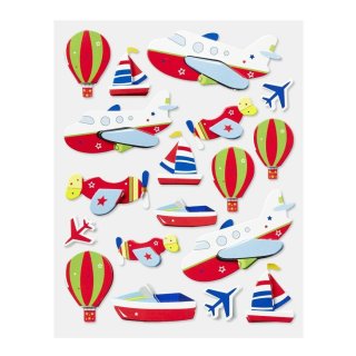 3D Sticker Aufkleber Embellischment Ziersticker Deko Reise Ballon Flugzeug Boot