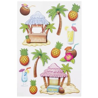 3D Sticker Aufkleber Embellischment Ziersticker Deko Traum Urlaub Insel Palmen