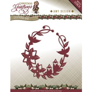 Amy Design Christmas Greetings Ornament Gro&szlig; Rahmen mit Kerzen u Bl&uuml;te