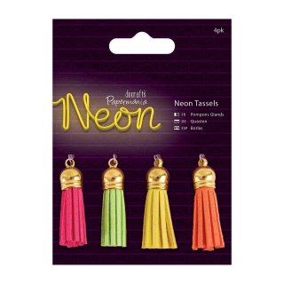 4 NEON Embellissment Charms Anhänger für Bettelarmband Schlüssel Kette Quaste