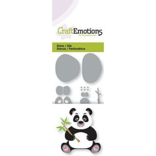 Craft Emotions Stanzschablone f&uuml;r Stanzmaschine Panda mit Bambuszweig