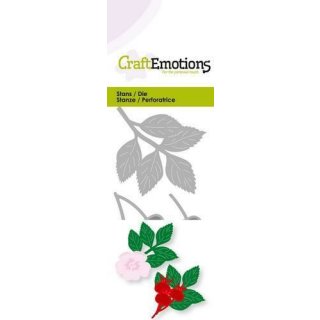 Craft Emotions Stanzschablone f&uuml;r Stanzmaschine Rosehip Hagebutte 3D