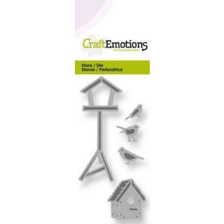 Craft Emotions Stanzschablone f&uuml;r Stanzmaschine Vogelhaus V&ouml;gel Brutkasten