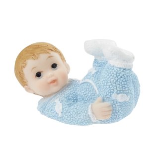 Deko Miniatur Baby Boy I Polyresin Geburt Taufe Kinderwunsch Puppenhaus