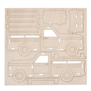 Holz Bausatz 3D Lastwagen XXL 51x17x20,5 cm DIY Set  LKW mit Ladefl&auml;che