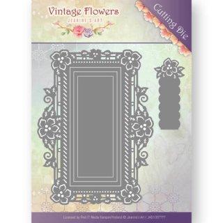 Jeanines Art - Stazschablone Vintage Flowers Floral Rectangle Blumen Etikett