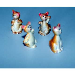 Miniatur 4 Katzen Kunststoff Dekoartikel Streudeko Polyresin ca 2,5CM