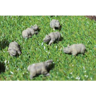 Miniatur Nashorn Herde Tierdeko 6 Mini Nashörner Streudeko Polyresin 4cm