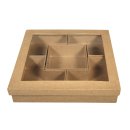 Pappmach&eacute; Box Quadrat mit 5 herausnehmbaren F&auml;cher und Sichtfensterdeckel 