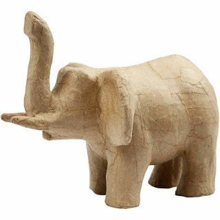 Pappmach&eacute; Elefant gro&szlig; stehend 16x21 cm Afrikanischer Elefant Wildtier