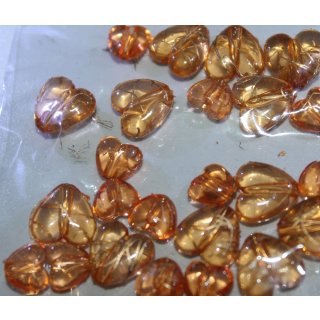 Acryl Herzen mit Golddesign bernstein / orange 24 Stück 2 Größen