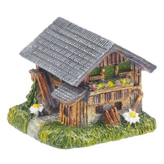 Polyresin Streudeko Deko Miniatur Minigarten Bergh&uuml;tte Haus auf Wiese