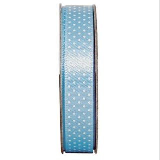 Ribbon 3 Meter Band mit Aufdruck  Punkte hellblau mit weißen Punkten 10mm breit