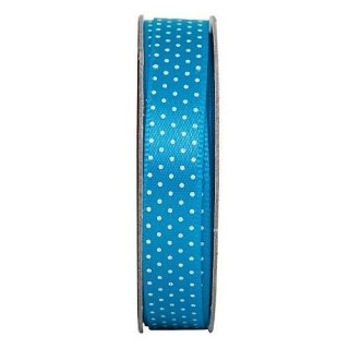 Ribbon 3 Meter Band mit Aufdruck Punkte blau mit wei&szlig;en Punkten 10mm breit