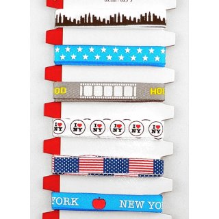 Ribbon 6 x 1 Meter Band mit Aufdruck New York Hollywood USA Flagge Skyline