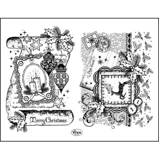 Silikonstempel 090 Schriftrolle Merry Christmas Weihnachtspost Collage 