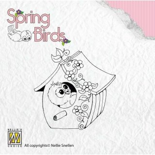 Silikonstempel Clear Stamp Nellie Snellen Spring Birds 02 Vogel Frühling