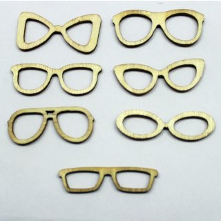 Artemio Holz Silhouettenschnitt 14 St&uuml;ck Brillengestell Brille Front 7 Modelle