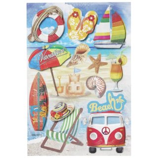 Sticker Aufkleber Embellischment Ziersticker Deko Sticker Beach Bulli Reise