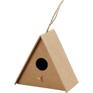 Vogelhaus Vogelfutterhaus Birdhouse aus Pappmache hängend Dreieck