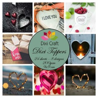 24 Topper Bilder Papier 9x9cm Love you Liebe 8 Designs By Dixi Craft Toppers