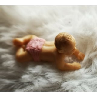 3 Deko Miniatur Baby Mädchen Girl Rosa Geburt Taufe Kinderwunsch Puppenhaus
