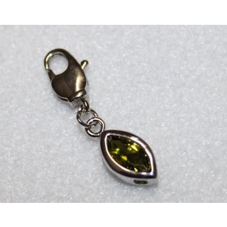 Charm Elipse grün Strass Kettenanhänger Wechselanhänger f Armband Verbinder