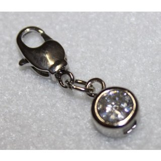 Charm Rund klar Strass Kettenanhänger Wechselanhänger f Armband Verbinder silber