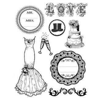 HD Natural Rubber Stamp 8 Motiv  Wedding Hochzeitsmotive Torte Brautkleid Frame