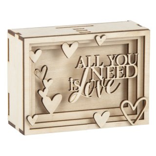 Holz Bausatz 3D Geschenkbox Love Hochzeit Honeymoon Geldgeschenk Spardose