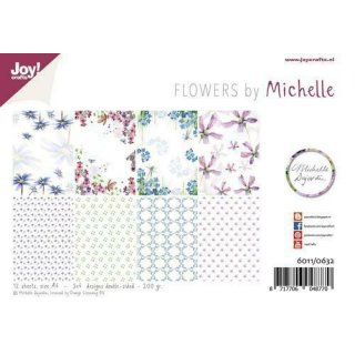 Joy Crafts  A4 Scrapbooking Papier Flowers by Michelle 12 Blatt 4 Designs