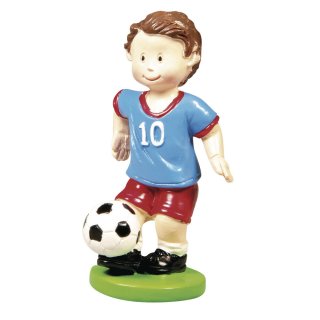 Miniatur Polyresin Dekoartikel Junge Fußballer Minigarten Puppenhaus Streudeko