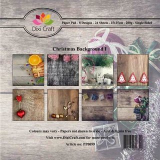 Papierset 24 Blatt Dixi Craft- Paper pad Christmas Background I 8 Designs
