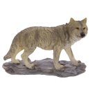 Polyresin Streudeko Miniatur Wolf auf Felsen Dekofigur...