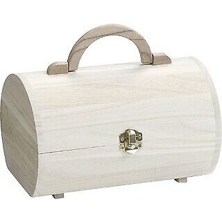 runder Holz Koffer mit Griff Holzkiste Kasten Kästchen Schatulle Holzkoffer
