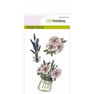Silikonstempel Clear Stamps Craft Emotions high tea rose Rosen im Glas Blüte