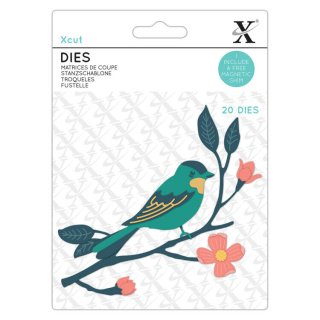 Stanzschablone Xcut Vogel auf Blütenweig Frühling Springtime Singvogel Bird