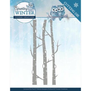 Yvonne Creations Stanzschablone Sparkling Winter Birch Trees Birkenstämme Winter