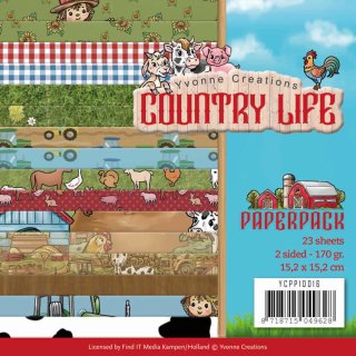 15,2x15,2 cm  Papier  Yvonne Creations Country life 23 doppelseitige Blatt 170gr