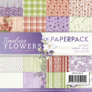 23 Scrapbooking Papier 15,2x15,2 cm Precious Marieke Timeless flowers lila mix