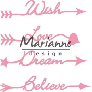 Collectables Marianne Design Stanzschablone Schriftzug  COL1458 Love Dream Wish